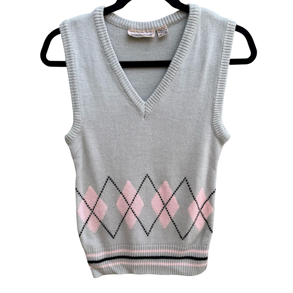 Haberdasher Vintage 80s 90s Collegiate Schoolgirl Preppy Argyle Sweater Vest S